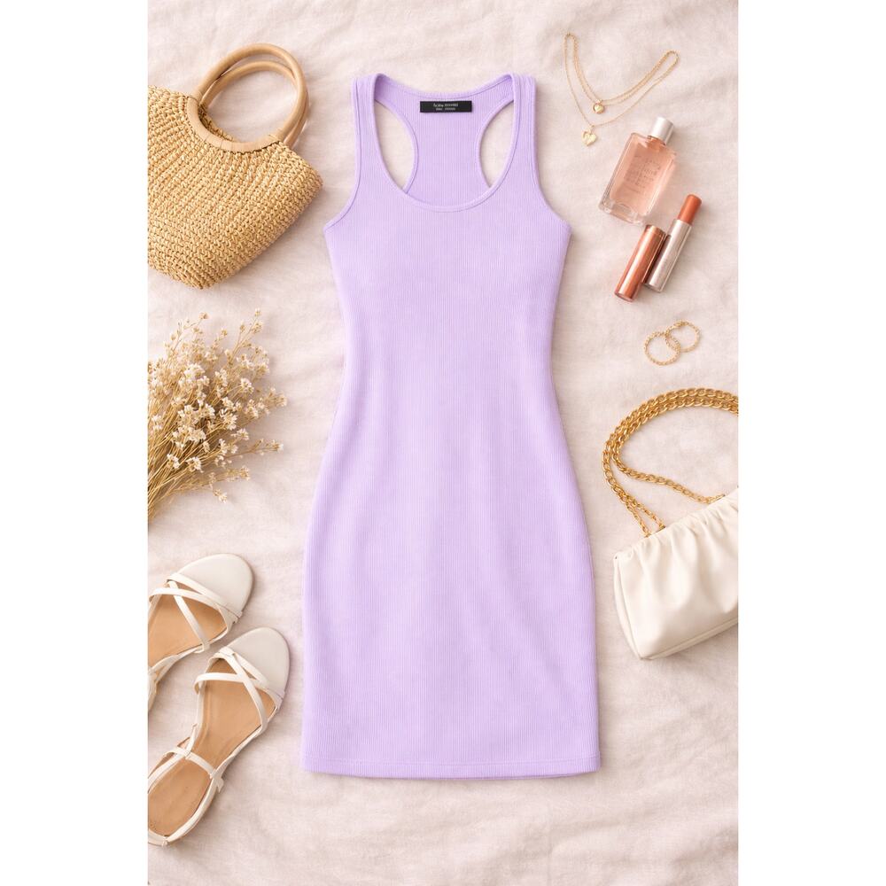 NWT Naked Wardrobe Baby Mama Women's Tank Mini Dress Racerback Purple Size S